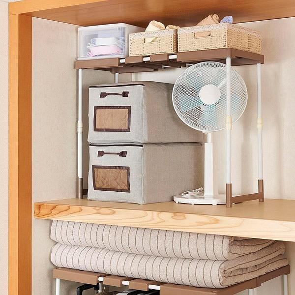 押入れ 整理棚 幅76〜93×奥行37×高さ50〜80cm フリーラック 伸縮タイプ