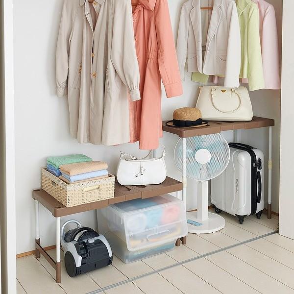押入れ 整理棚 幅76〜93×奥行37×高さ50〜80cm フリーラック 伸縮タイプ