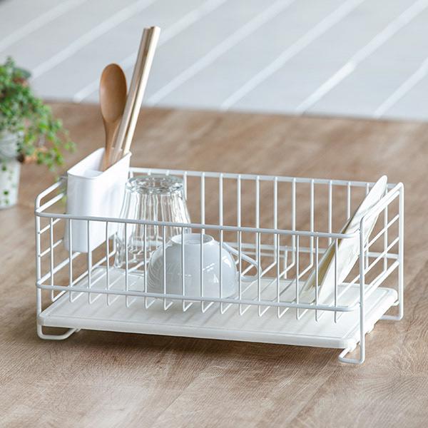 パール金属 水切りかご スリム 珪藻土プレート カトラリーポケット付き