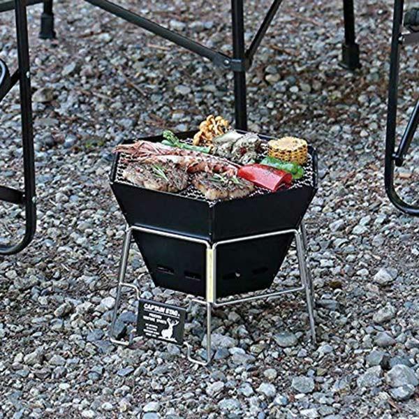 LOGOSバーベキューグリル、スツール2個、キャプテンスタッグ手袋、おまけ付き パール金属 コンロ バーベキュー ステンレスファイアグリルM
