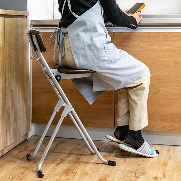 ルネセイコウ 折りたたみ椅子 高さ調節 6段階調節 リリィチェア