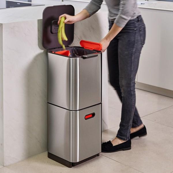 ゴミ箱 40L トーテムコンパクト ステンレス 分別 2段 ゴミ箱 40L トーテムコンパクト ステンレス 分別 2段