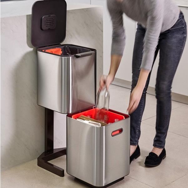ゴミ箱 40L トーテムコンパクト ステンレス 分別 2段 ゴミ箱 40L トーテムコンパクト ステンレス 分別 2段