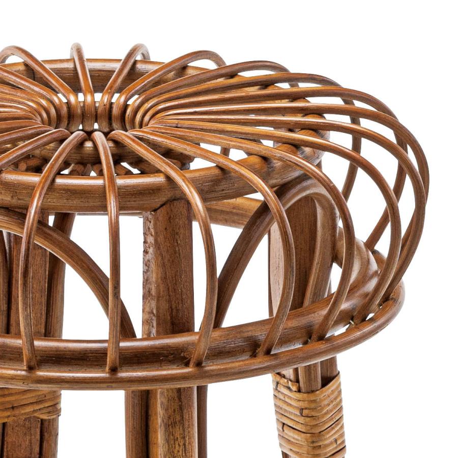 【美品】ラタン製スツール 2脚セット 青紫 スツール 2脚セット 高さ45cm ラタン 籐 椅子 丸型 天然木 イス