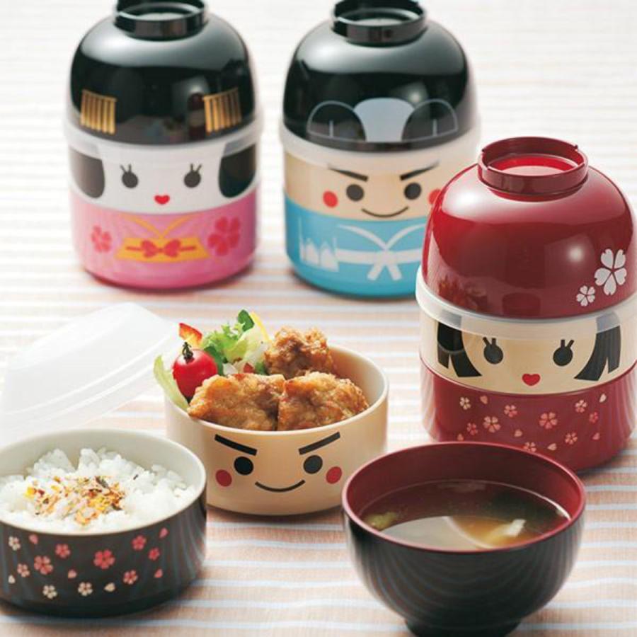 お弁当箱 2段 お椀付き こけし弁当 440ml ランチボックス