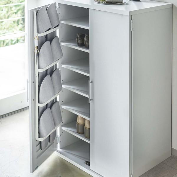 スリッパラック　下駄箱　シューズ棚 山崎実業 特典付き tower 下駄箱扉＆引っ掛け式スリッパラック タワー