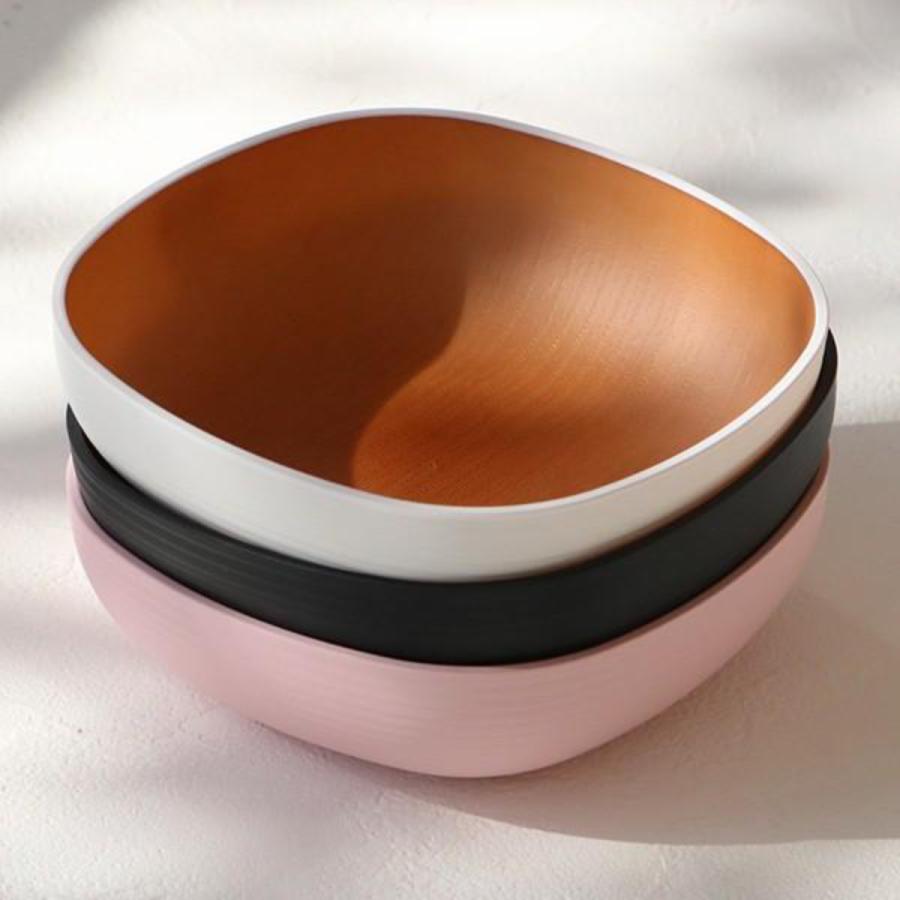 ボウル 14cm スクエア プラスチック 砂紋 samon 皿 食器 日本製 ピンク