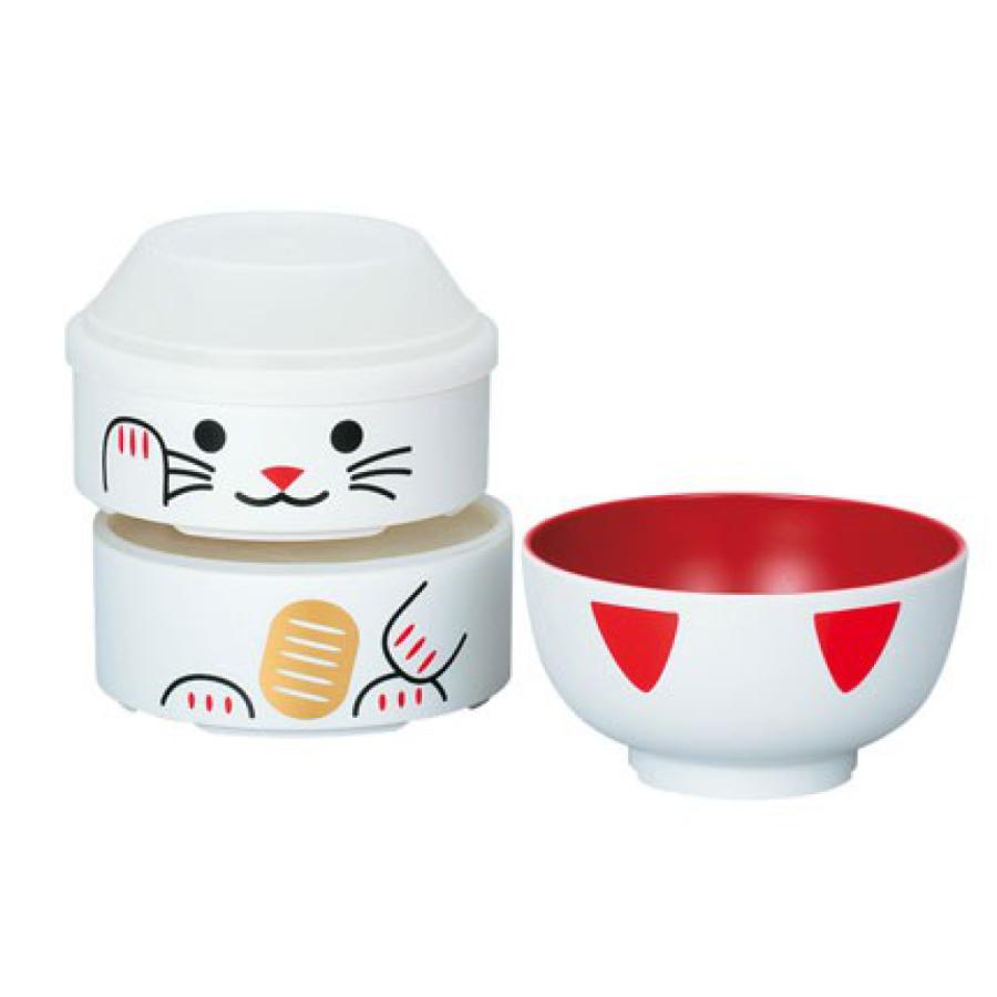お弁当箱 2段 お椀付き こけし二段弁当 ねこたち まねきねこ HAKOYA