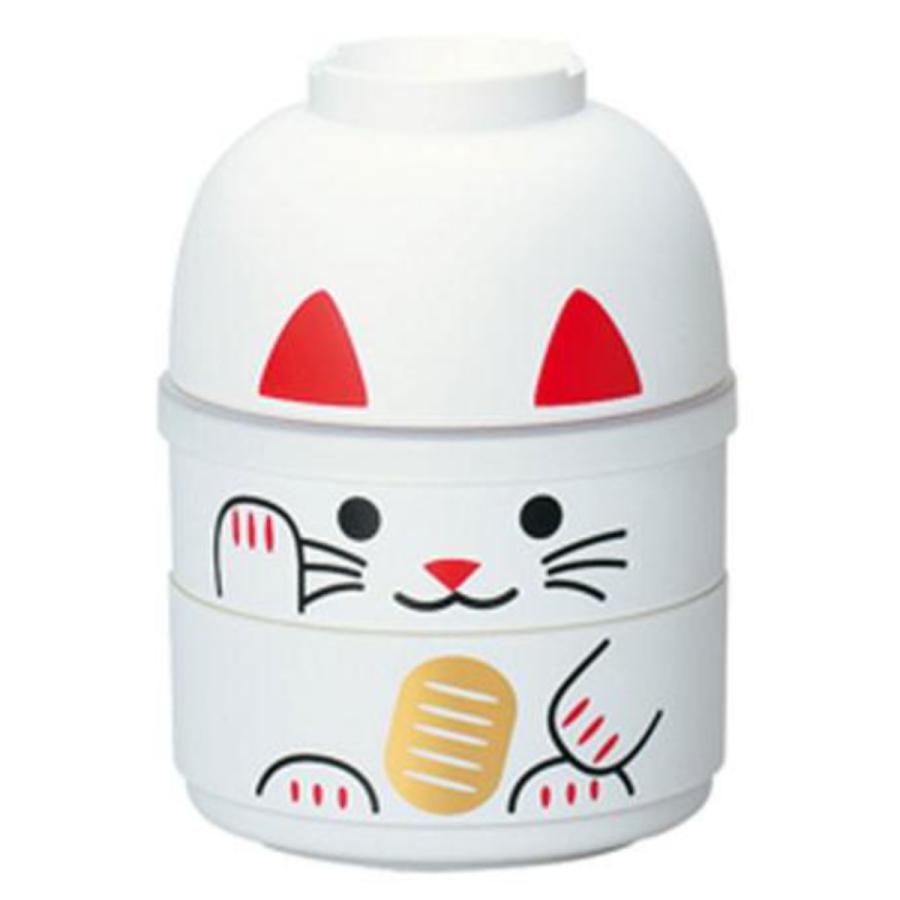 お弁当箱 2段 お椀付き こけし二段弁当 ねこたち まねきねこ HAKOYA