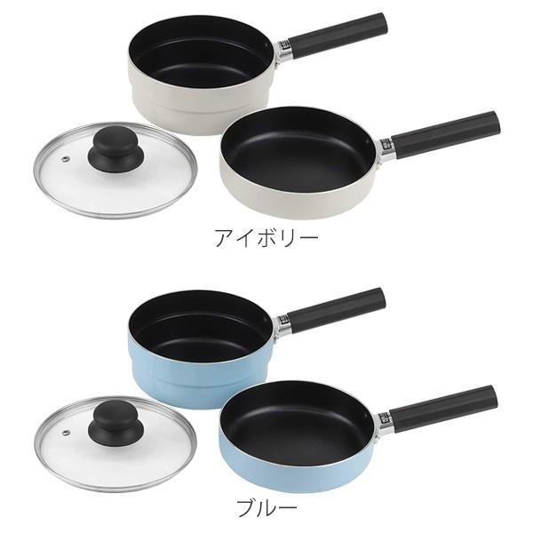 フライパン 3点セット IH対応 スタッキング 18cm＋片手鍋 18cm＋ガラス