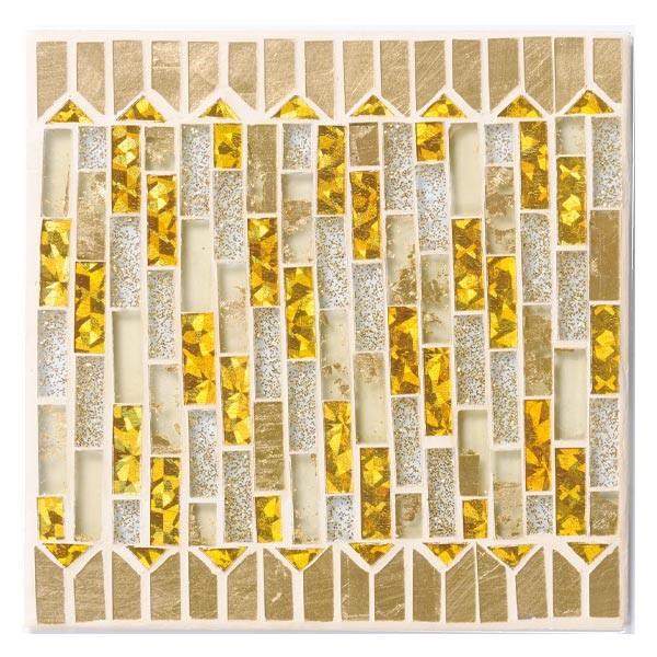 アンティークデザイン◾️ガラス天板×タイル張り ディスプレイ台/ 飾り台 透き通ったクリアカラー ガラスモザイクタイルのディスプレイトレイ