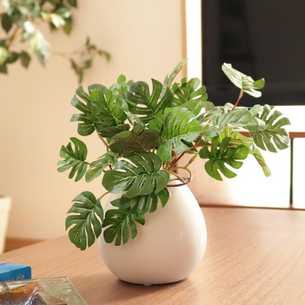 人工観葉植物 モンステラ 19cm フェイクグリーン 造花 光触媒 （ ミニ 卓上 人工植物 フェイク アートグリーン ）｜livingut｜17