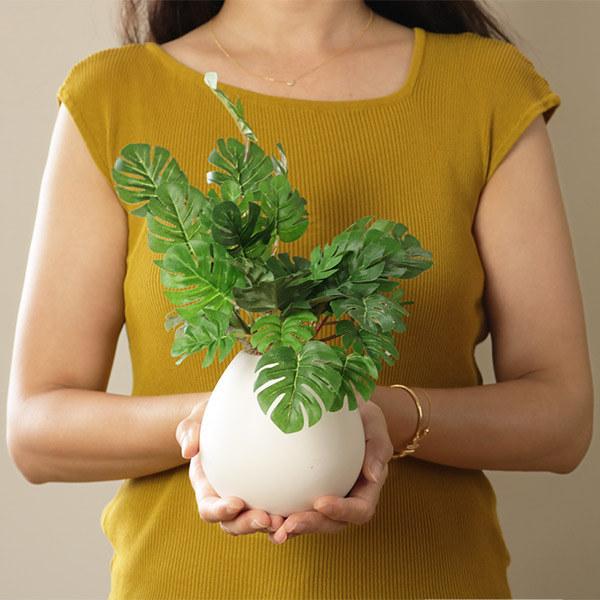 人工観葉植物 モンステラ 19cm フェイクグリーン 造花 光触媒 （ ミニ