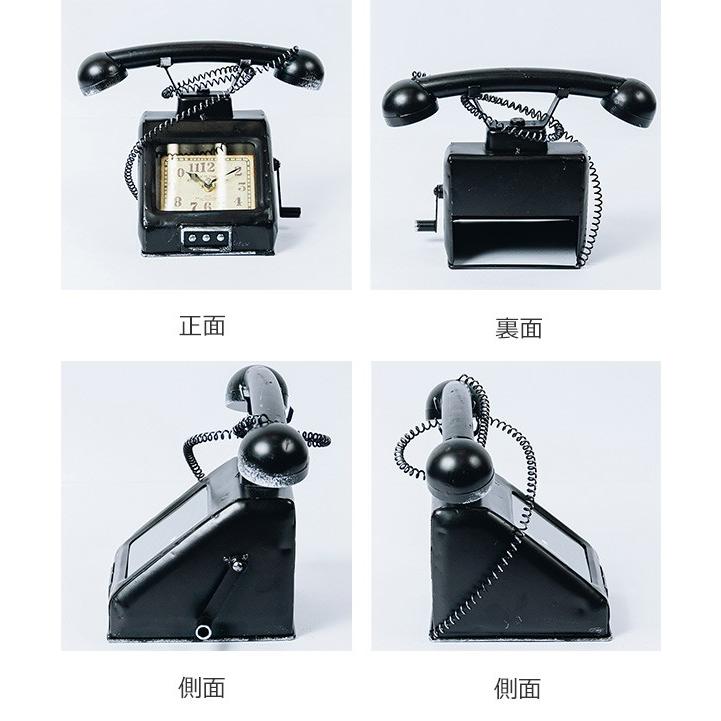 レトロ　電話型置時計 赤黒 ビンテージ風置時計 レトロ雑貨 おしゃれ アンティーク ビンテージ風