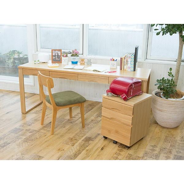 コスガ タモ材天然木キャビネット キャスター付 デスクワゴン