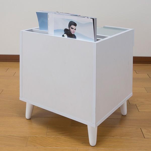 サイドテーブル 幅40cm コスメボックス ガラス天板 コンパクト コスメ