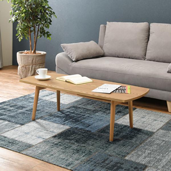 【美品】ローテーブル 天然木 折りたたみ可能 ナチュラルウッド 長方形テーブル 天然木の折りたたみローテーブル / 90×45cm / ナチュラル / ウレタン