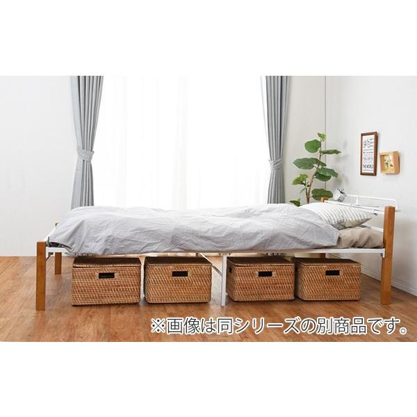 ベッド シングル スチールパイプ 木製 天然木 収納 メッシュ床