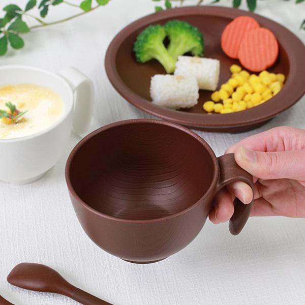 茶碗 370ml 持ちやすい 木製風 ハンドル付 介護 食器 プラスチック製