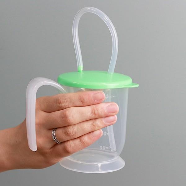 コップ 280ml 介護 ハンドル付 ストローコップ シニアベーシック （ 食器 カップ ストロー 介護用 飲みやすい 自助食器 シリコンストロー ） | ブランド登録なし | 09