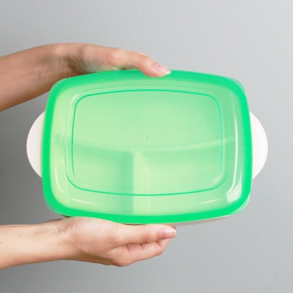 ランチプレート プラスチック 食器 フタ付きランチプレート 深め 角型 プレート 仕切り付き シニアベーシック （ 電子レンジ対応 食洗機対応 弁当箱 家弁 ） | ブランド登録なし | 07