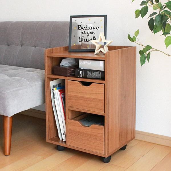 テーブル下ワゴン 幅38cm 木製 ワゴン キャスター付き ラック 収納