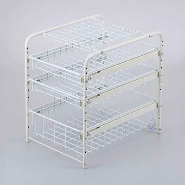シンク下　スライドラック　3個セット 下村企販 シンク下収納 3段 キッチンラック 幅32cm ワイヤー製