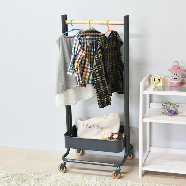 【カリモク】キッズ　木製ハンガーラック　キャスター付　ランドセルラック キッズハンガー 高さ107.5cm ハンガー 子供用 木製 キャスター