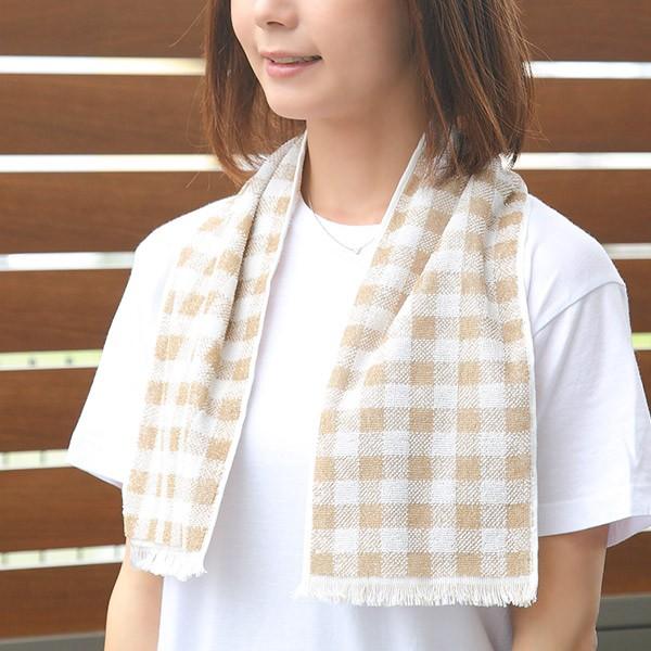 冷感タオル ギンガム 冷たい タオル ひんやり （ マフラータオル 冷感