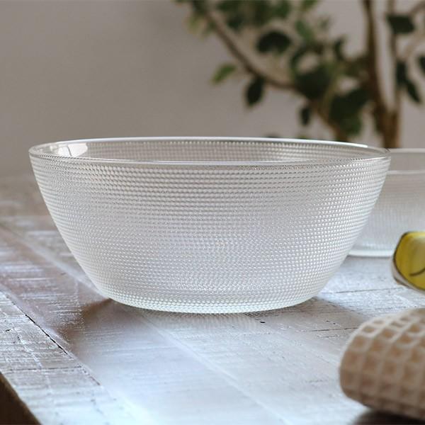 ボウル 18cm あられ 皿 食器 洋食器 ガラス製 （ 中鉢 お皿 ガラス
