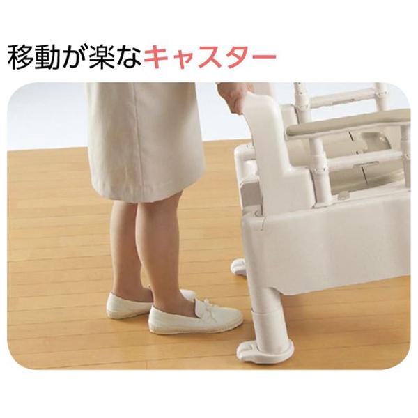 ポータブルトイレ ソフト便座 キャスター付 介護用 ちびくまくんシリーズ 日本製 （ トイレ 介護 ポータブル 腰掛便座 洋式 樹脂製 キャスター ） 便座