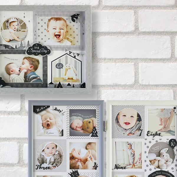 壁掛け♡フォトフレーム フォトフレーム 壁掛け L判 4枚 赤ちゃん NORD AMICA 写真立て