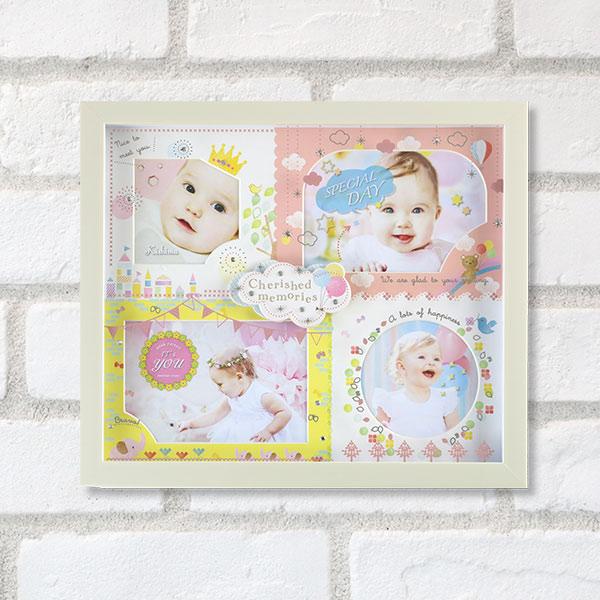 フォトフレーム 壁掛け L判 4枚 赤ちゃん AMICA 写真立て （ フォト