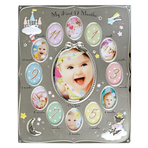 フォトフレーム 12か月 通常便なら送料無料 壁掛け 卓上 13枚 Luna 写真立て赤ちゃん 写真 フォト 壁掛 多面 額 フレーム 月齢フォト 丸