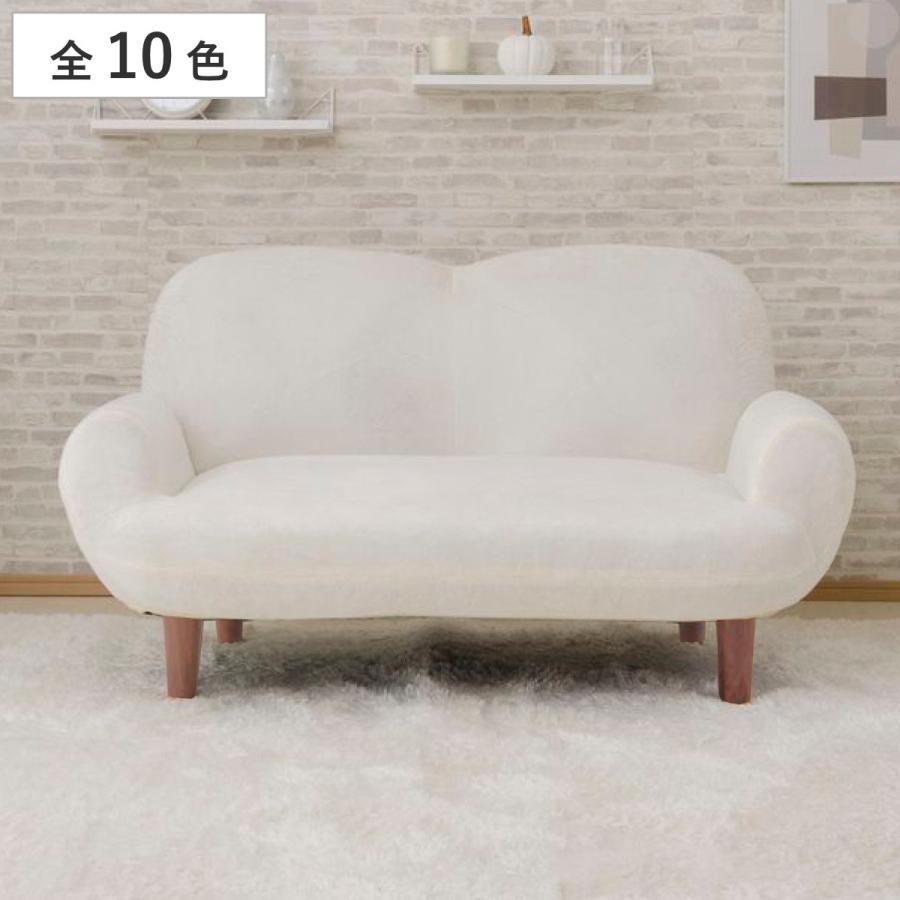 ホワイト　布製ソファ幅約110cm セルタン ソファ 幅110cm コンパクト ひじ掛け リクライニング 14段階