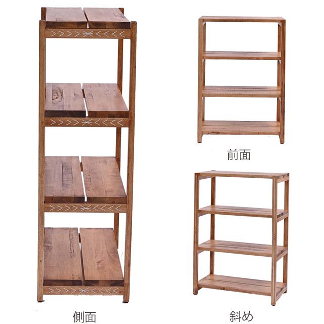 ナチュラルオーク 木製ラック 幅80cm 日本製 完成品 東谷 オープンラック 4段 簡単組立て 天然木フレーム 幅80cm （ ラック