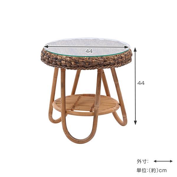 ローテーブル ハワイアンリゾート風 ラタン バナナリーフ材 Ohana 直径