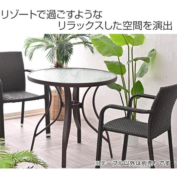ガラス天板 テーブル アルミフレーム ガーデンテーブル ガラス天板 アルミフレーム Breeze Garden 直径80cm