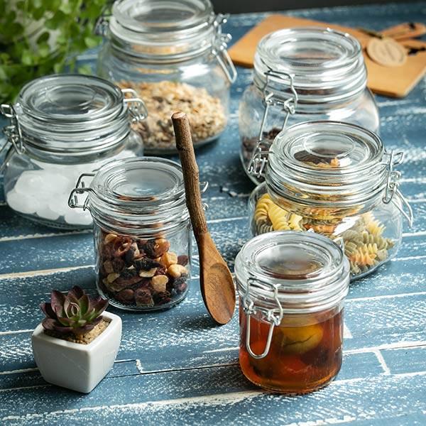 保存容器 600ml ガラス製 6個セット パッキン付き 密閉ガラス容器