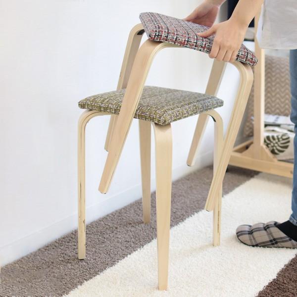 スツール 5脚セット スタッキング 積み重ね 高さ46cm 角型 四角 木製