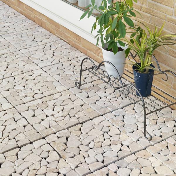 【お引き取り限定】中古　平板　ガーデニング　庭　庭石　タイル　ジョイント 在庫処分特価） ジョイントタイル 天然石 ジョイントマット 1枚 30.5