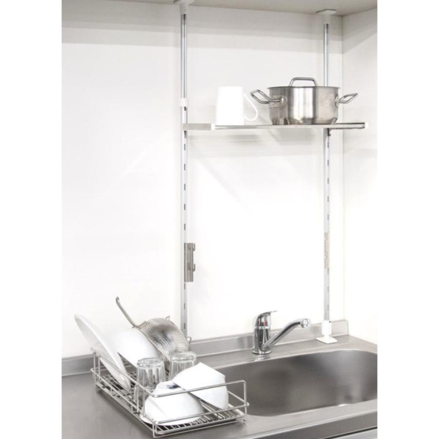 シンク上水切りラック 収納ラック つっぱり水切りバスケット 幅45cm （ シンク上 水切り