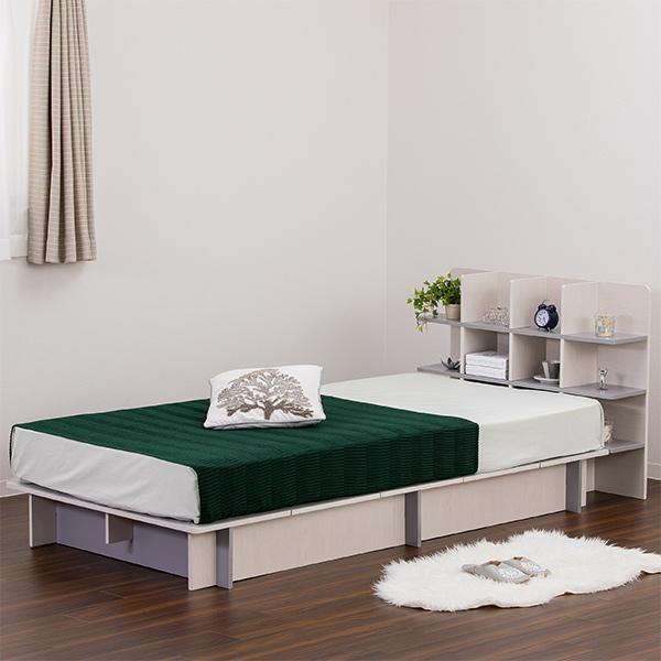 ベッド シングル シェルフ 幅98cm 収納 フレーム 棚付き ラック