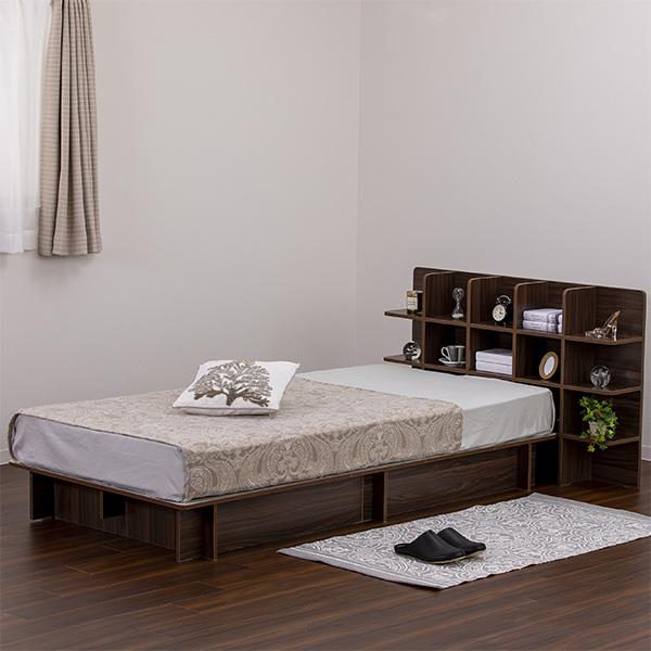 ベッド シングル シェルフ 幅98cm 収納 フレーム 棚付き ラック