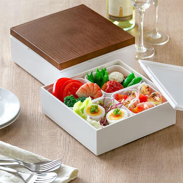 お弁当箱 2段 重箱 木目二段重 18cm 行楽弁当 （ お重 弁当箱 ランチ