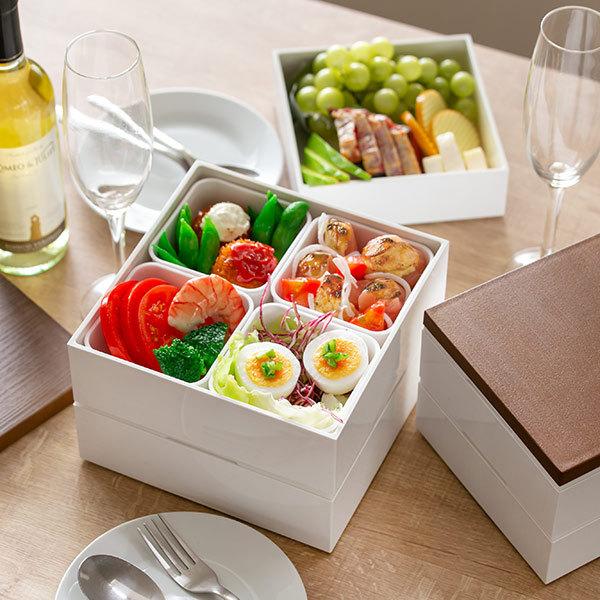 お弁当箱 2段 重箱 木目二段重 18cm 行楽弁当 （ お重 弁当箱