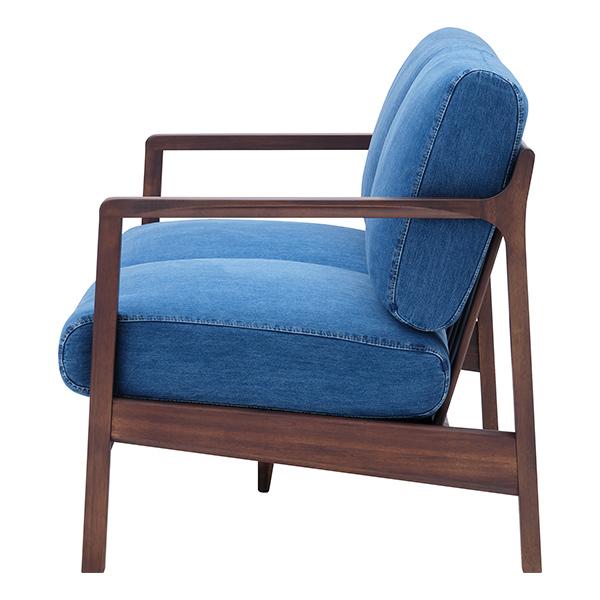 ソファ✖️ 2 アカシア木材 デニムブルー 2人掛けソファ 直接受け渡し