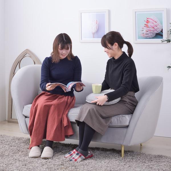 ソファ 幅162cm 2人掛 ベロア 2人用 ソファー クッション付き 布張り 