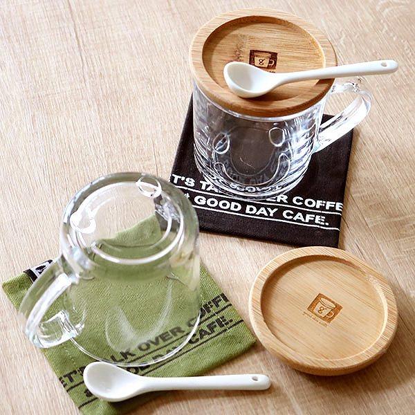 マグカップ＆スプーン 2個セット 250ml フタ付き good day cafe smile