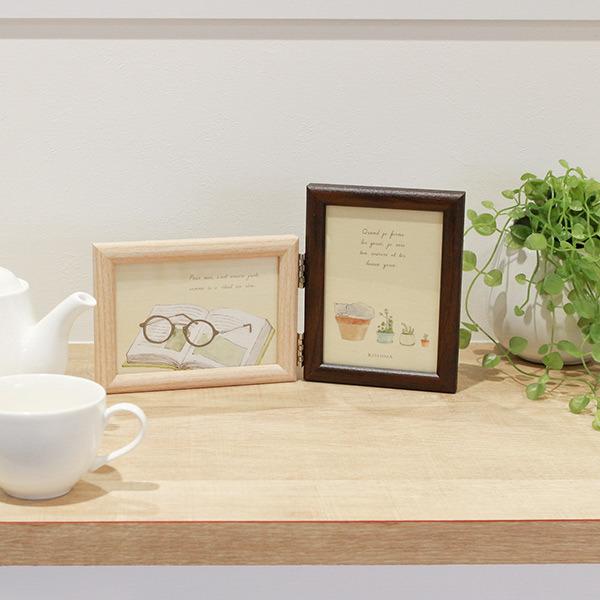 フォトフレーム L判 多面 2枚 木製風 壁掛け 卓上 写真立て BRUN